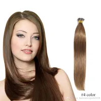 100% Humain Prebonded Hair Extensions droit 100g (1 / Strand) Collez les cheveux Je vous astuciez Kératin Hair Extensions # 4 # 6 # 8 Dark Brown Livraison gratuite
