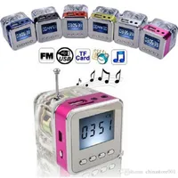 Mini FM Radio Billiga Bra bärbar högtalare Micro SD-kort USB-musik MP3-spelare Ljud Box LED-skärmklocka