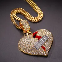 Nuovo fascino rotto Collana benda cuore ghiacciato regalo della catena Hip Hop Jewelry Choker strass Collane donne pieni Men Out