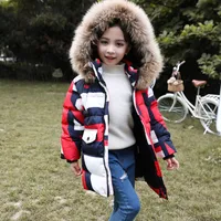2019 New Autumn Winter Baby Kids Clothing 90% Pato Branco Carta Outwear de Down Coats Unisex capuz Zipper listrado patchwork CLY051 Brasão Casual