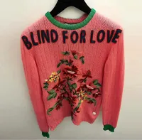 Fashion-High End Dark Różowy Niewidomy Dla Love Pullover Kobiety Brande Seri Style Koraliki Kryształy Dzianie Damskie Swetry Swetry Swetry 110132