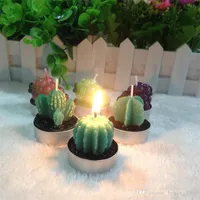 Creative Cactus Shape Candle Scented Christmas Decorations Feestartikelen succulente planten Vlamloze kaarsen potplant 1 3YH