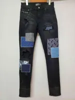 Neue Ankunft Am Mens Designer-Jeans Denim High Street Elastic Patchwork Alte Jeans-Qualitäts-Spliced ​​Ripped Biker Pant US-Größe