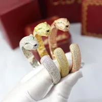 Amante regalo braccialetto dell'oro del leopardo di modo dei braccialetti Hollow animale bracciali pieno diamante 18 carati placcato braccialetto donne degli uomini di apertura