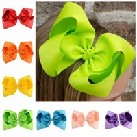 Free DHL Baby 20 Colors 8 Inch Ribbon Bow Hairpin Clips Girls Solid Bowknot Barrette Kids Boutique Bows Children Hair Accessories