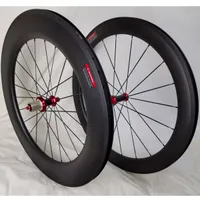 Carbon bicycle wheels front 60mm rear 90mm clincher tubular road bike wheelset basalt brake surface Powerway R36 hubs 3K matt