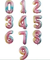 32-tums grattis på födelsedagen weeding celebration ballong dekoration gradvis missfärgning cirkulär aluminium beläggning ballong nummer 0 till 9 ballong