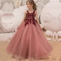 Розничная детская роскошь дизайнерская одежда цветок девушки платья церемонии платья детская одежда элегантная принцесса формальное платье партии