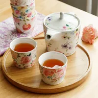 Coppa ceramica creativa pomeriggio tazza da tè Teiera caffè Set floreale romantica festa di matrimonio di stampa di Natale del regalo di compleanno # DW3