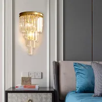 Creative Golden / Zwart Luxe Indoor Woonkamer Crystal Wall Lamp Bedlamp LED Post Modern Classic Hotel Aisle Corridor Light