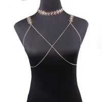 Fashion-Brand Sexy Metal Knot Chains Bra Slave harness Body Chains Chokers Necklace Punk Body Jewelry Bikini Beach Belly chains Accessories