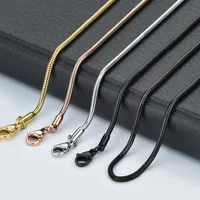 Snake kedja i rostfritt stål 1,2 mm 18-32 inches silver / guld / ros guld / svart ormkedja hängsmycke halsband smycken