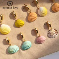 Vintage Ciprea Orecchini per le donne ragazze Boho placcato oro Orecchini geometrica di goccia Dichiarazione Sea Shell della spiaggia di estate Jewelry-Y