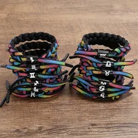 12constellations couple d'étudiants bracelet coloré lion lacets couleur arc-en-tressé changeant bracelet corde à la main