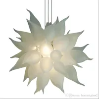 Blåsa italienska vita ljuskronor lampa blomma belysning modern kristall murano glas design stil kedja ljuskrona hängande lampor