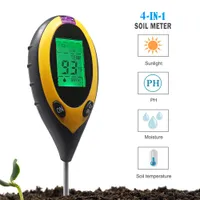 4 In1 LCD Digital Tester medidor de pH de la humedad del suelo Temperatura Sunlight Tester fertilidad de la planta termómetro higrómetro