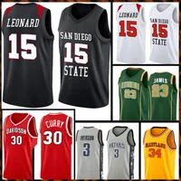 San Diego Devlet Aztekler Koleji Kawhi 15 Leonard Jersey NCAA 30 Curry 35 Durant 23 James LeBron Basketbol Formalar 99 88