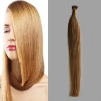Jag tips hårförlängningar Mänskligt hår 1.0g / s 100g Straight Fusion I Tips Stick Tip Keratin Machine Made Remy Pre Bonded Human Hair Extension