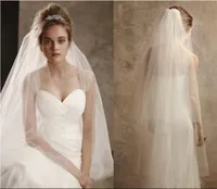 2019 дешевый мягкий тюль двухслойное покрытие невесты свадьбы свадьбы с гребнями волос белый / слоновая коротная приспособления
