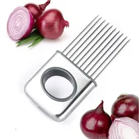 Fácil Cebolla Titular de herramientas de máquina de cortar vegetal del tomate cortador de cocina de acero inoxidable Gadgets No más Stinky Manos nave por el epacket