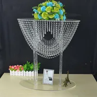 Stents de fleurs 68 cm de hauteur acrylique fleur rack Crystal Mariage Table de mariage Road Feuille de mariage Centre d'emploi de mariage