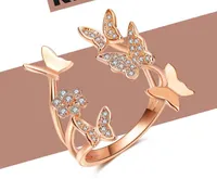 Lovely Ladies Butterfly Ring Rose Gold Color Open Rings For Women With Top Quality Cubic Zirconia Stone Jewelry Gifts