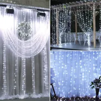 Outdoor Led Curtain Lights 18m X 3M 1800 LED Ciepłe Białe Light Boże Narodzenie Ślub Outdoor Decoration String Light US Stock