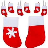 靴下モデリングの食器バッグクリスマスの装飾シングルピースの食器スリーブ祭りフォークナイフカバーエコフレンドリー0 55GX L1
