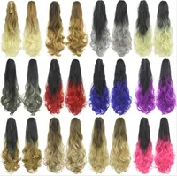 15 färger valfri färgning och gripande kemisk fiber hår hästsvans gradient färg lockig mormor grå förlängning europeisk