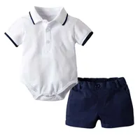 Verão 18 24 meses meninos Conjuntos de Roupas crianças roupas de grife meninos Infantis Roupas Macacão de Bebê + Shorts calças de bebê menino roupas de grife A2435