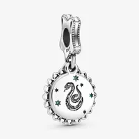 Authentic Real 925 Sterling Silver Slytherin Dangle Charm European Beads Fit Pandora Bracelet DIY Jewelry