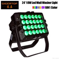 Gigertop TP-W2418 24 x 18W RGBWA UV 6in1 사각형 모양 LED 벽 세탁기 빛 Tyanshine LED 24pcs 높은 전력 방수 IP65 속도