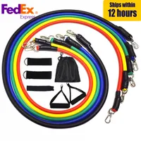 SHIP FROM USA 11pcs/set Pull Rope Fitness Exercises Resistance Bands Crossfit Latex Tubes Pedal Excerciser Body Training Workout Yoga