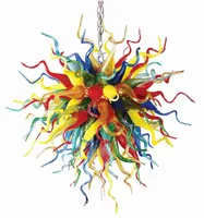 LED Chandelier Lamp Bright Multi Color Modern Pendant Light for Banquet Hall Art Decoration Hand Blown Glass Chain Chandeliers Lighting