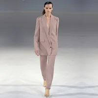 Mujer pantalón traje delgado ajuste formal femenino oficina uniforme elegantes pantalones ol long chaqueta damas pantalones traje
