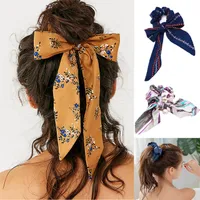 Kvinnor Bow Streamers Hair Ring Ribbon Girl Hair Bands Scrunchies Ponytail Slips Solid Headwear Hårtillbehör
