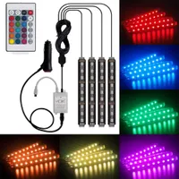 Car LED Strips Lights Interior Light Kit, 4 Pcs 36 48 60 72 LEDs 16 Multi-color Cars Under Dash Lighting, Waterproof Rope Tape Strip