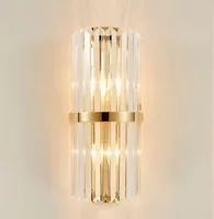 Nowoczesna LED Crystal Crystal Wall Light Creative Design Gold Home Decoration Oświetlenie Oświetlenie Sypialnia Korytarz Ścianie Lampa 90-265V