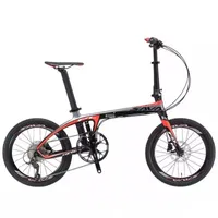 SAVA de vélo pliant De youpin Portable de fibre de carbone 9 Vitesse vélos charge max 110 kg - BlackRed