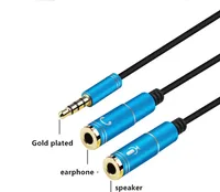 2 em 1 fêmea para masculino fone de ouvido cabo de áudio adaptador de combinação 3.5 divisor para headset microfone
