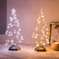 Crystal LED LED Christmas Tree Light Table Desk Lamp Fata Soggiorno Night Lights decorativi per la casa Bambini Regali di Capodanno 2019