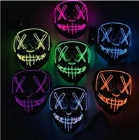 10 Colori El Wire Ghost Mask Mask Slit Bocca Bocca Glowing LED Maschera Halloween Cosplay Glowing Blood Mask Mask Masks 20pcs