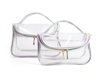 3PCS Tolietry 여성 PVC 투명 다기능 방수 여행 비치 화장품 가방 키트