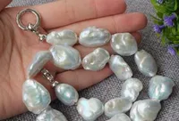 Halskette Freies shipping ++ Natural White Reborn Keshi pearls necklace