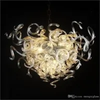 LED Light Source Hand Blown Glass Chandeliers Lightings Flower Designed Blown Glass Chain Pendant Lamps for Hotel Lobby Decor