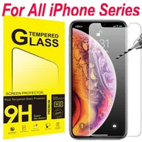 Getemperde schermbeschermer glazen film voor iPhone 7 8 Plus X XR XS 11 12 13 14 Pro Max Samsung Android -telefoon met retailpakket
