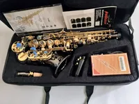 Profissional YANAGISAWA S-991 Bb Soprano curvo Sax instrumentos Super Bocal Preto Níquel Ouro