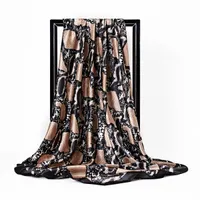 2020 новый змеиная кожа шелковый шарф мода Foulard атласная Шаль шарфы большой размер 90*90 см Площадь шелковые волосы / головные платки женщины бандана