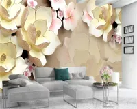 Benutzerdefinierte 3D Wallpaper Wandbild 3D Stereoscopic Goldblumen Home Decor Wohnzimmer Schlafzimmer Wandbespannung HD Wallpaper