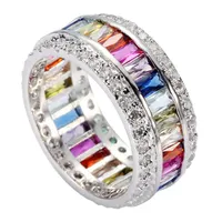 SHUNXUNZE Punk wedding rings Jewelry for men and women Pink red Peridot Morganite Blue Purple Cubic Zirconia Rhodium Plated R489 size 6 - 10